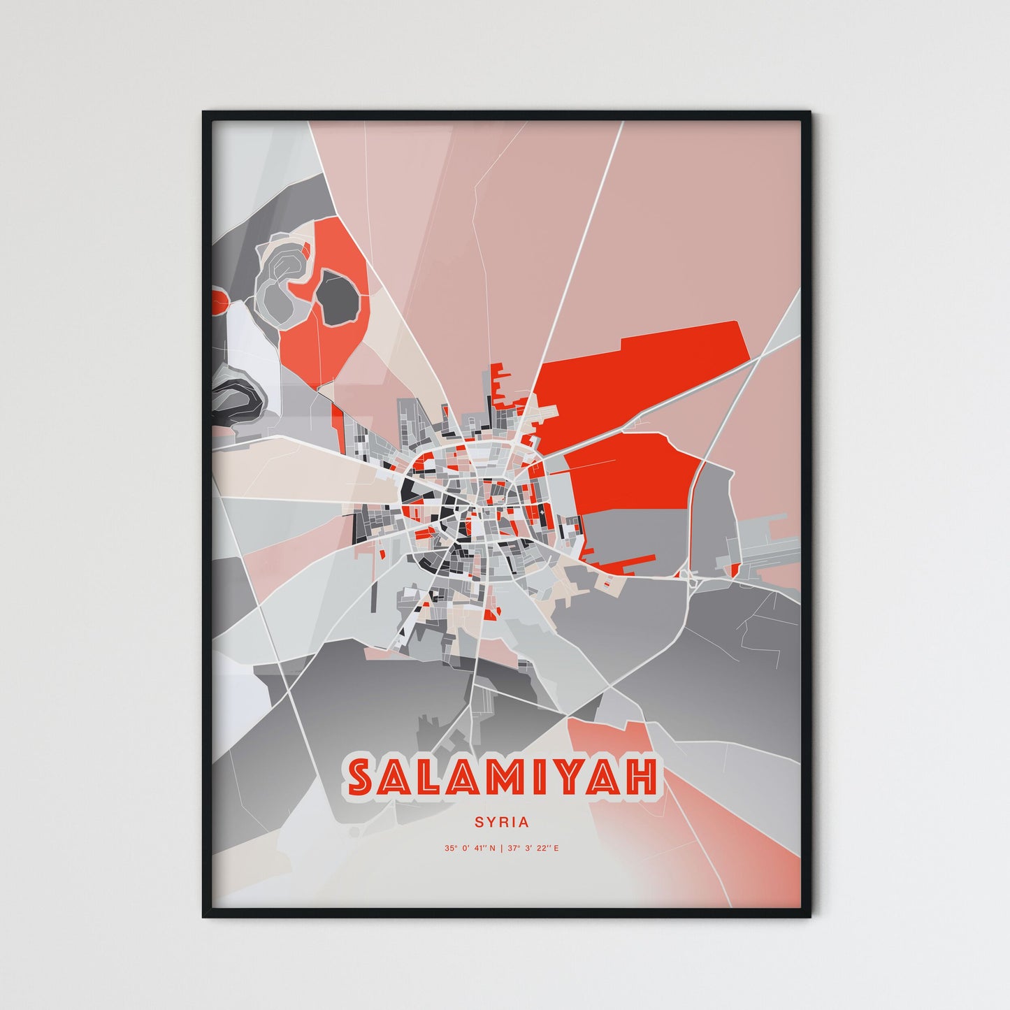 Colorful SALAMIYAH SYRIA Fine Art Map Modern