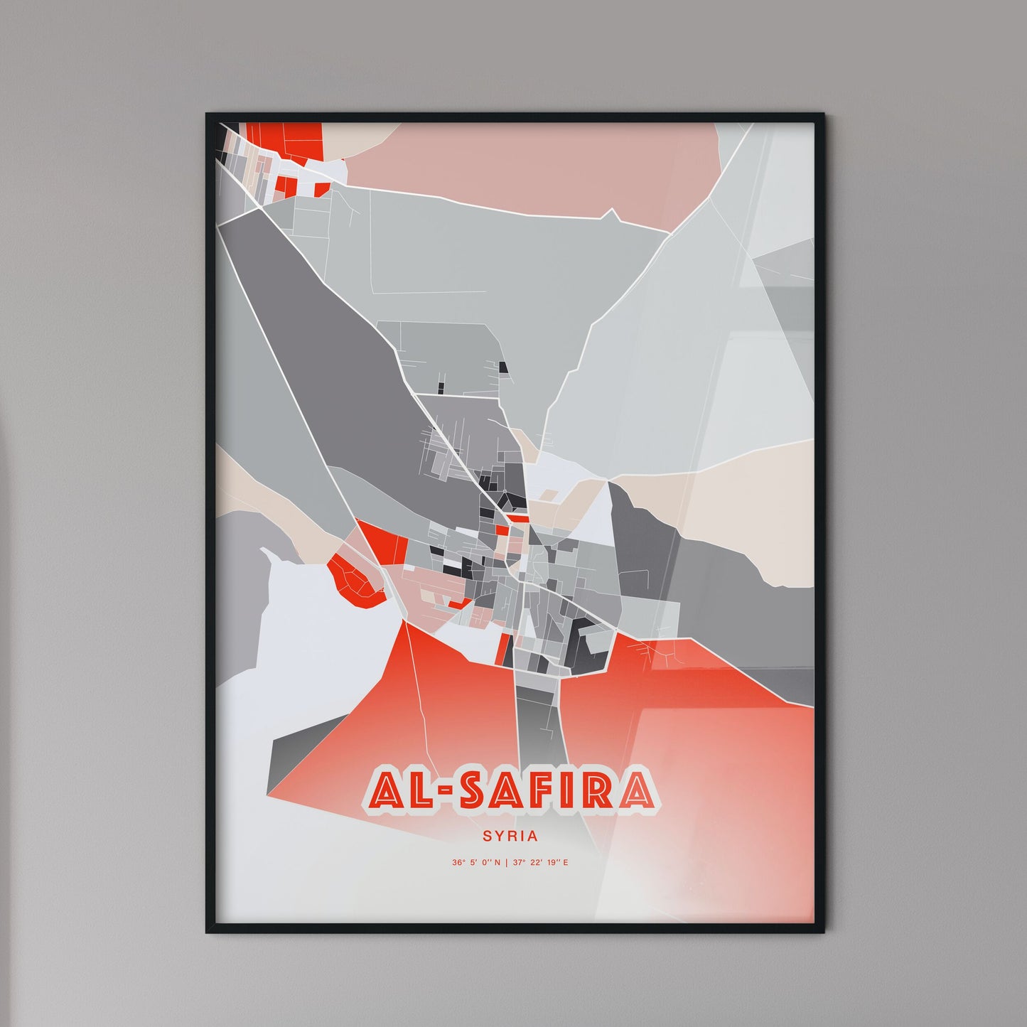 Colorful AL-SAFIRA SYRIA Fine Art Map Modern