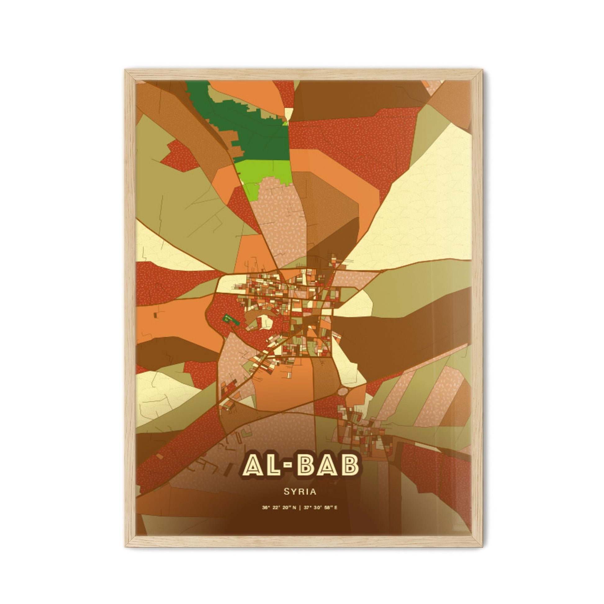 Colorful AL-BAB SYRIA Fine Art Map Farmhouse