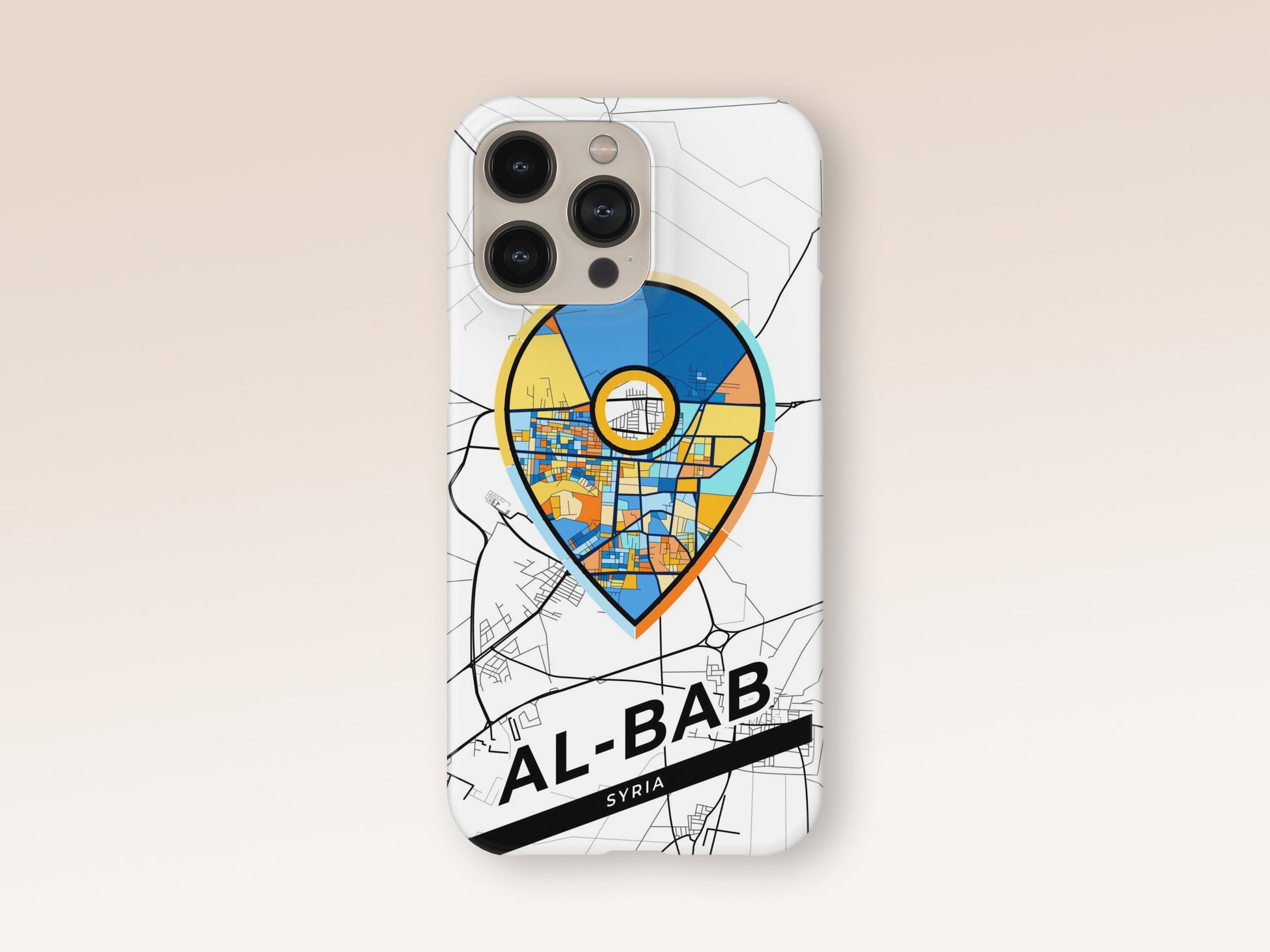 Al-Bab Syria slim phone case with colorful icon. Birthday, wedding or housewarming gift. Couple match cases. 1
