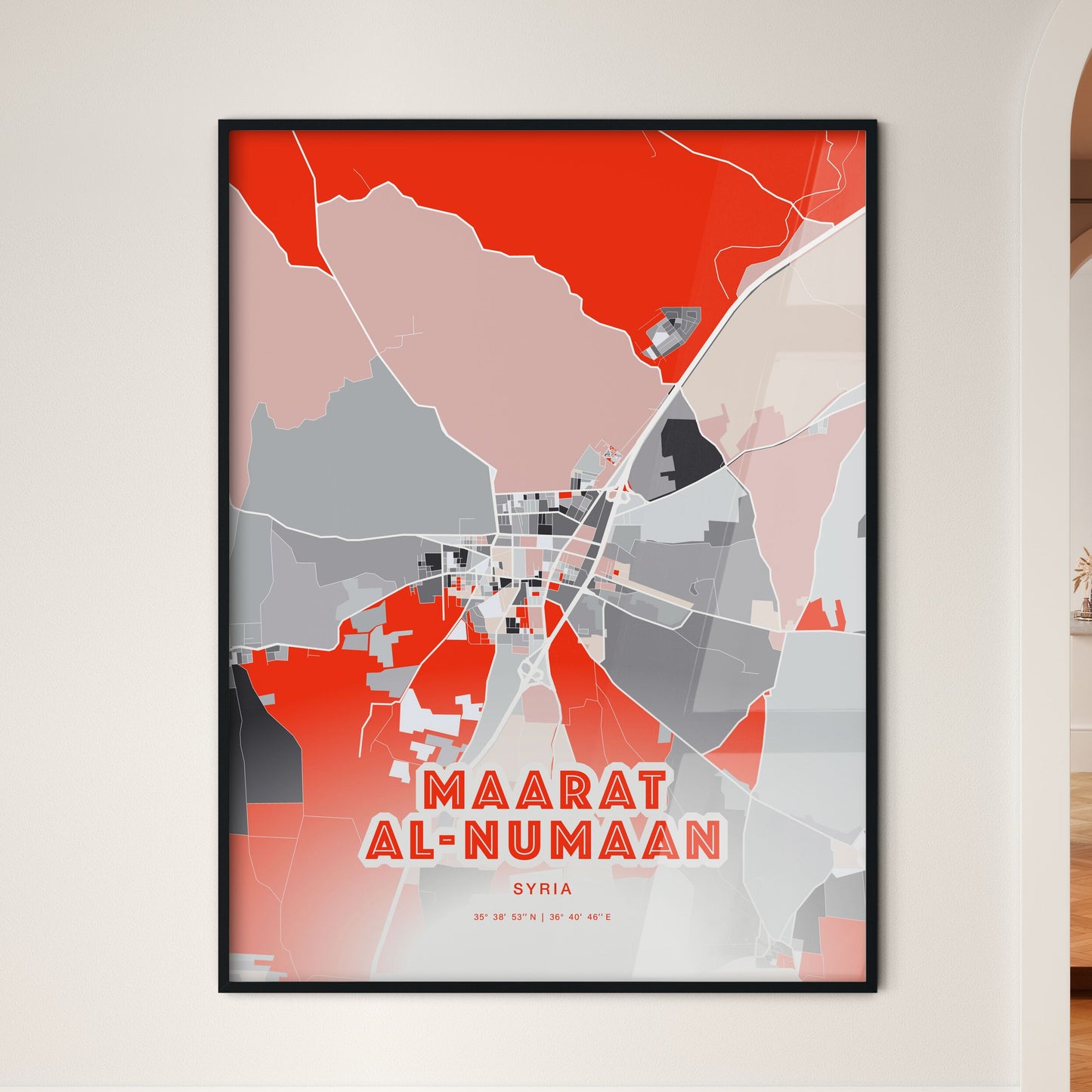 Colorful MAARAT AL-NUMAAN SYRIA Fine Art Map Modern