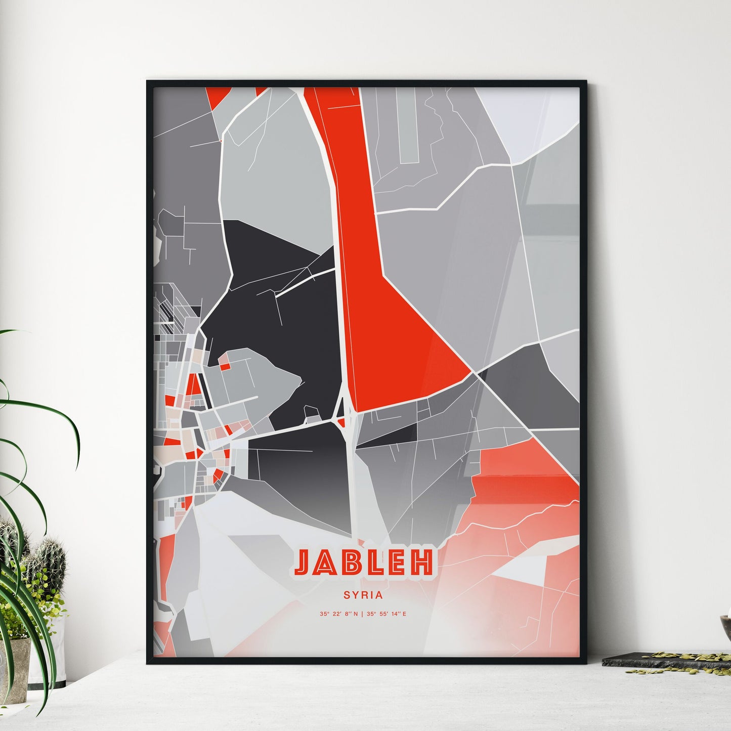 Colorful JABLEH SYRIA Fine Art Map Modern