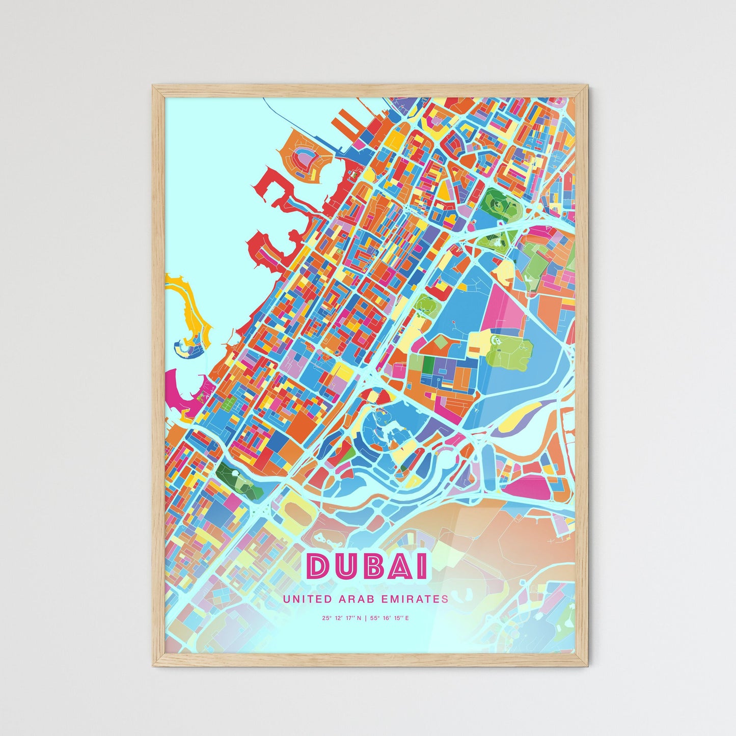 Colorful DUBAI UNITED ARAB EMIRATES Fine Art Map Crazy Colors