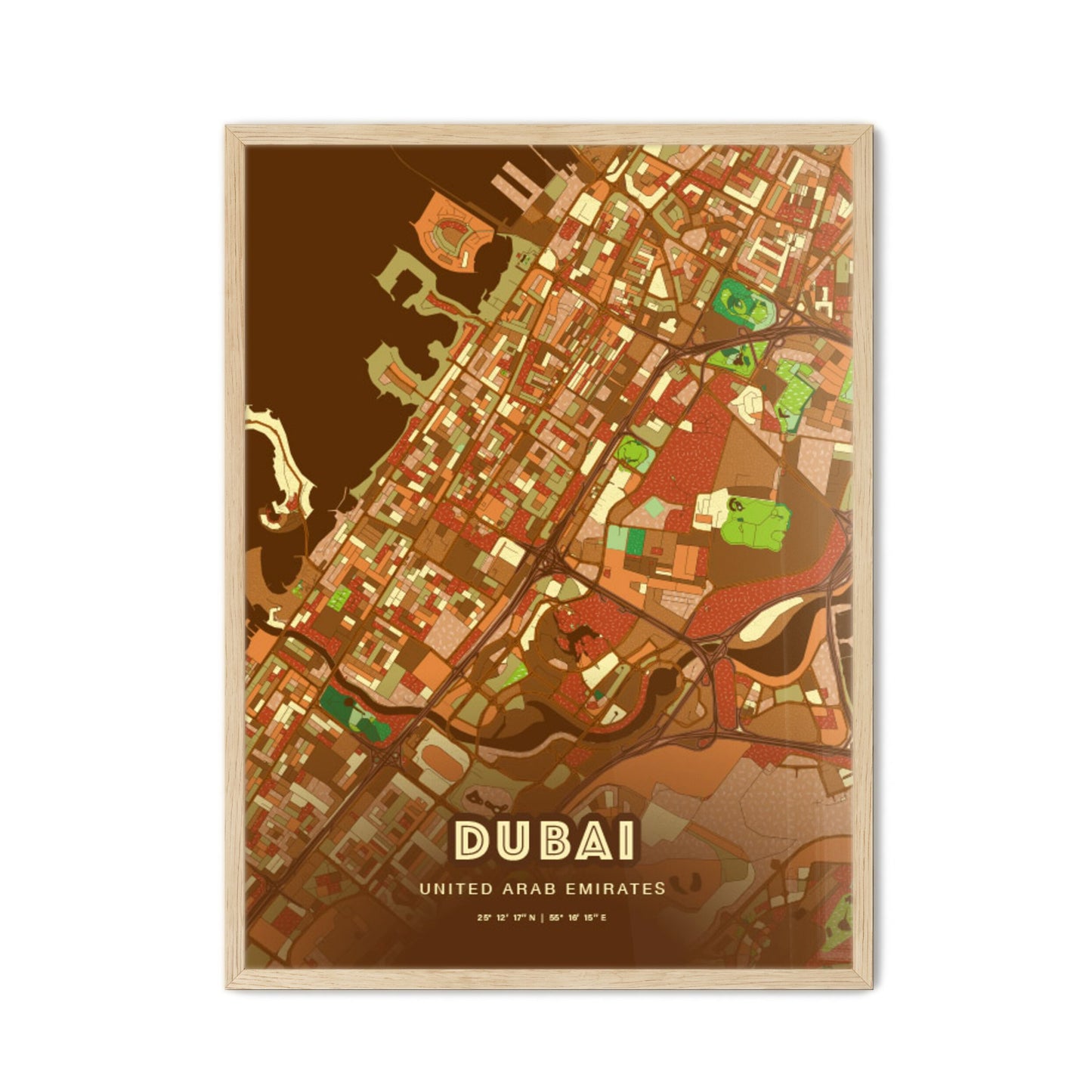 Colorful DUBAI UNITED ARAB EMIRATES Fine Art Map Farmhouse