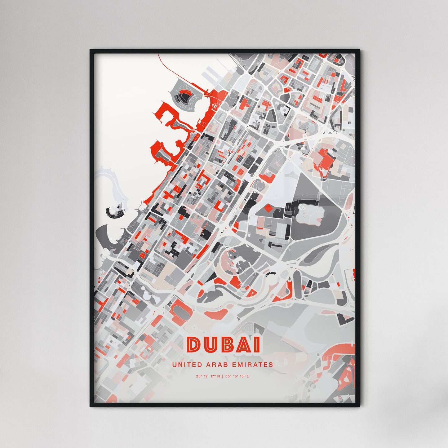 Colorful DUBAI UNITED ARAB EMIRATES Fine Art Map Modern