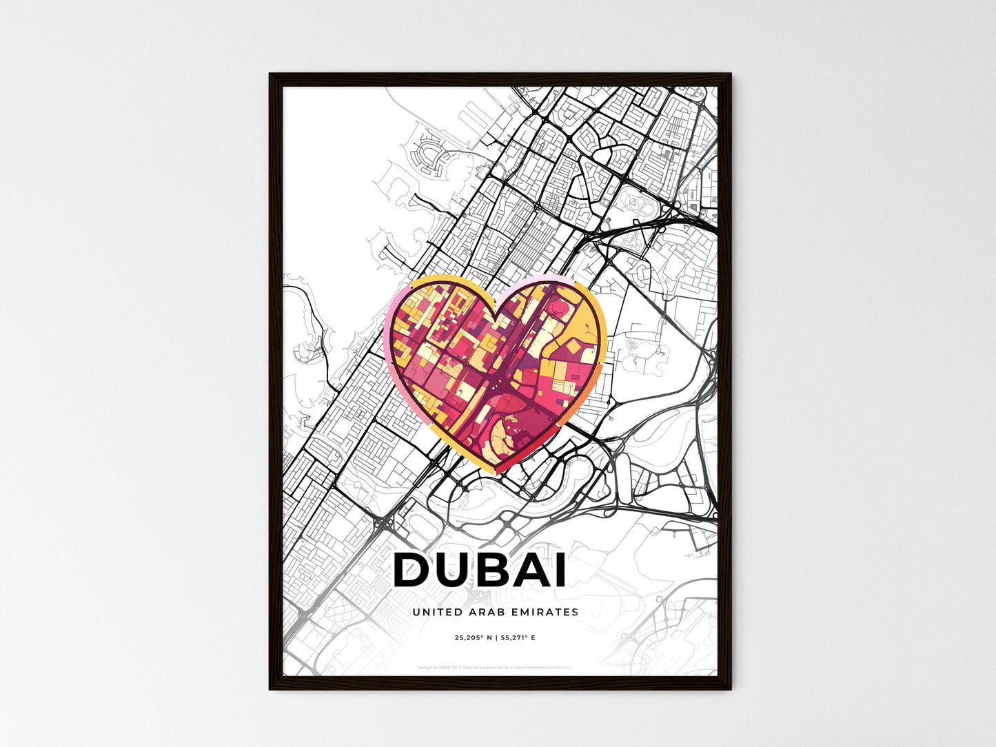 DUBAI UNITED ARAB EMIRATES minimal art map with a colorful icon. Where it all began, Couple map gift. Style 2