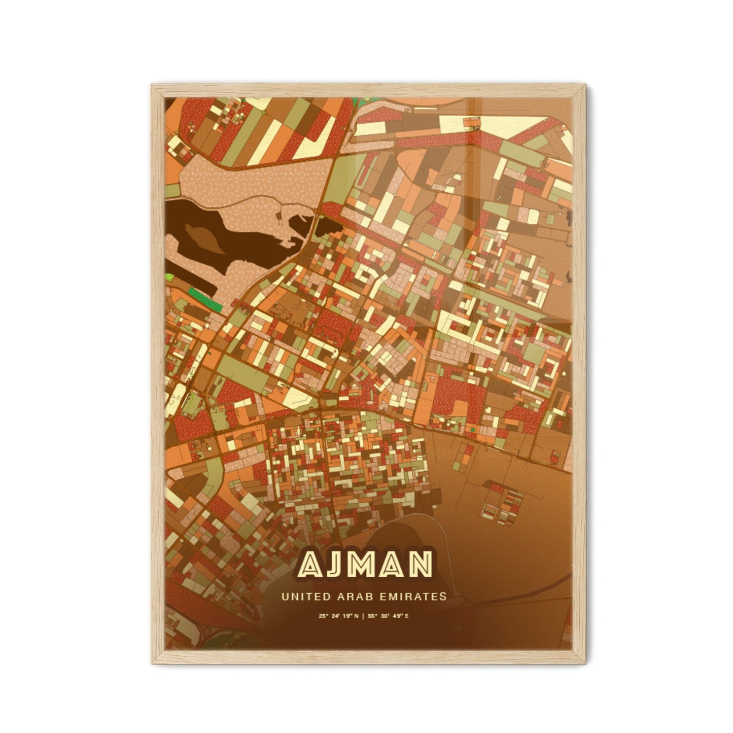 Colorful AJMAN UNITED ARAB EMIRATES Fine Art Map Farmhouse