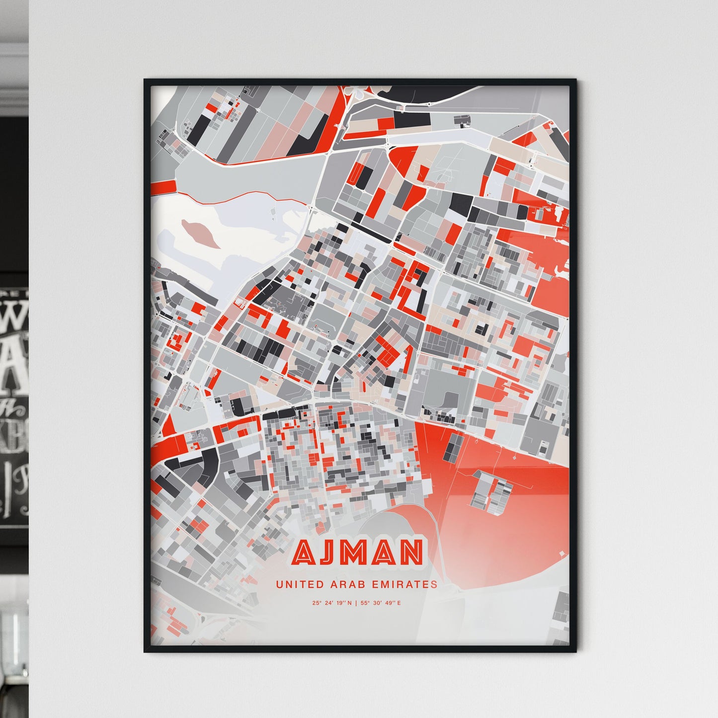 Colorful AJMAN UNITED ARAB EMIRATES Fine Art Map Modern