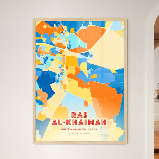 Colorful RAS AL-KHAIMAH UNITED ARAB EMIRATES Fine Art Map Blue Orange
