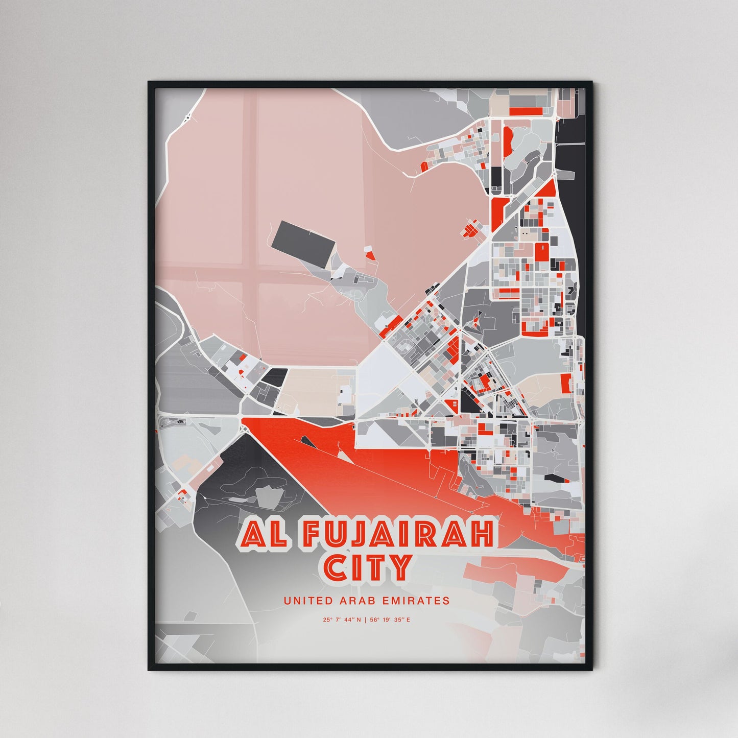 Colorful AL FUJAIRAH CITY UNITED ARAB EMIRATES Fine Art Map Modern
