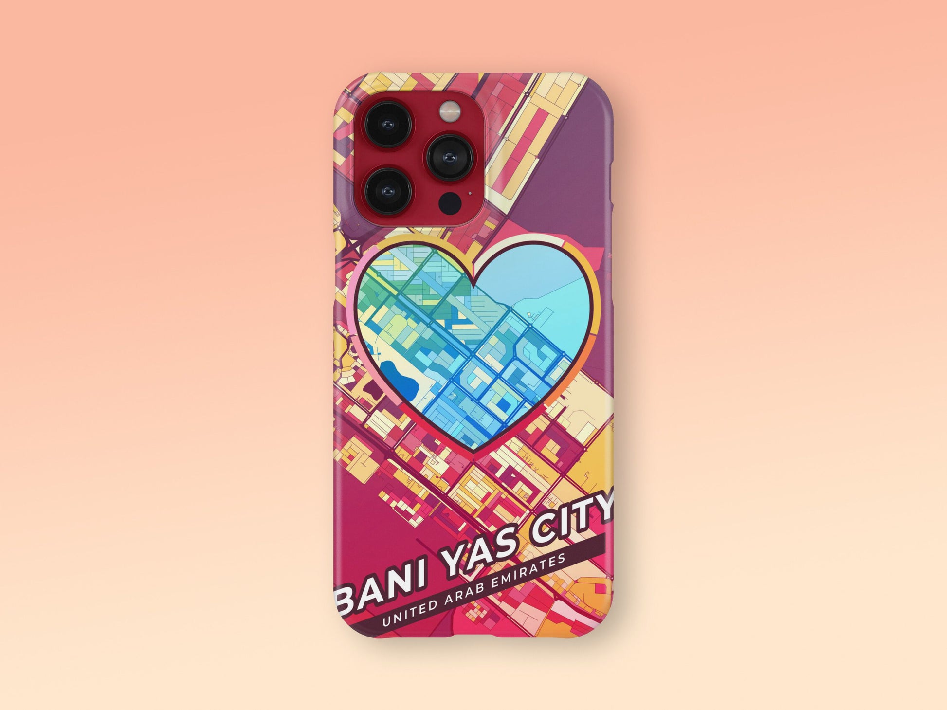 Bani Yas City United Arab Emirates slim phone case with colorful icon. Birthday, wedding or housewarming gift. Couple match cases. 2