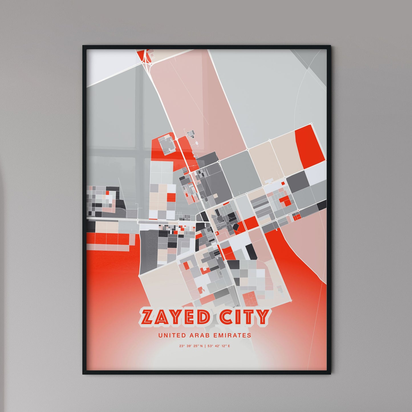 Colorful ZAYED CITY UNITED ARAB EMIRATES Fine Art Map Modern