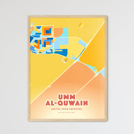 Colorful UMM AL-QUWAIN UNITED ARAB EMIRATES Fine Art Map Blue Orange