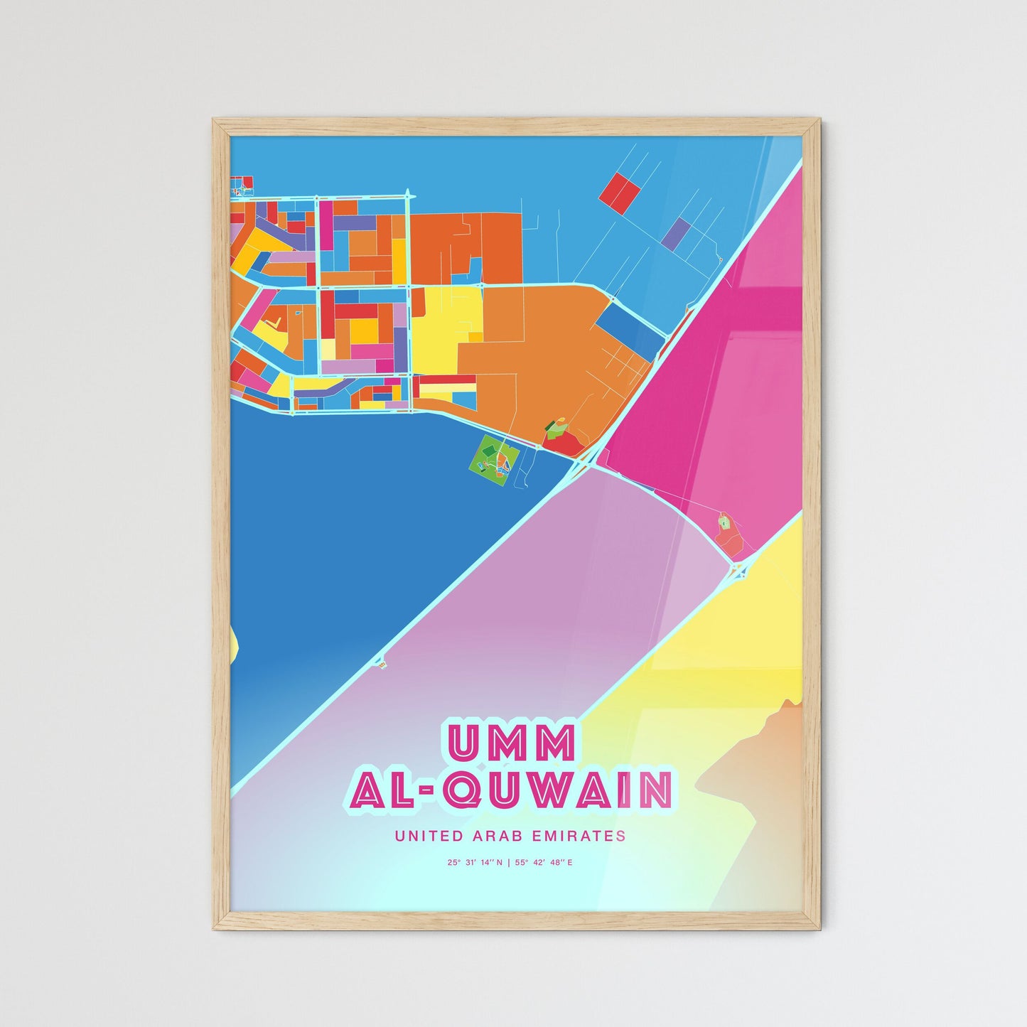 Colorful UMM AL-QUWAIN UNITED ARAB EMIRATES Fine Art Map Crazy Colors