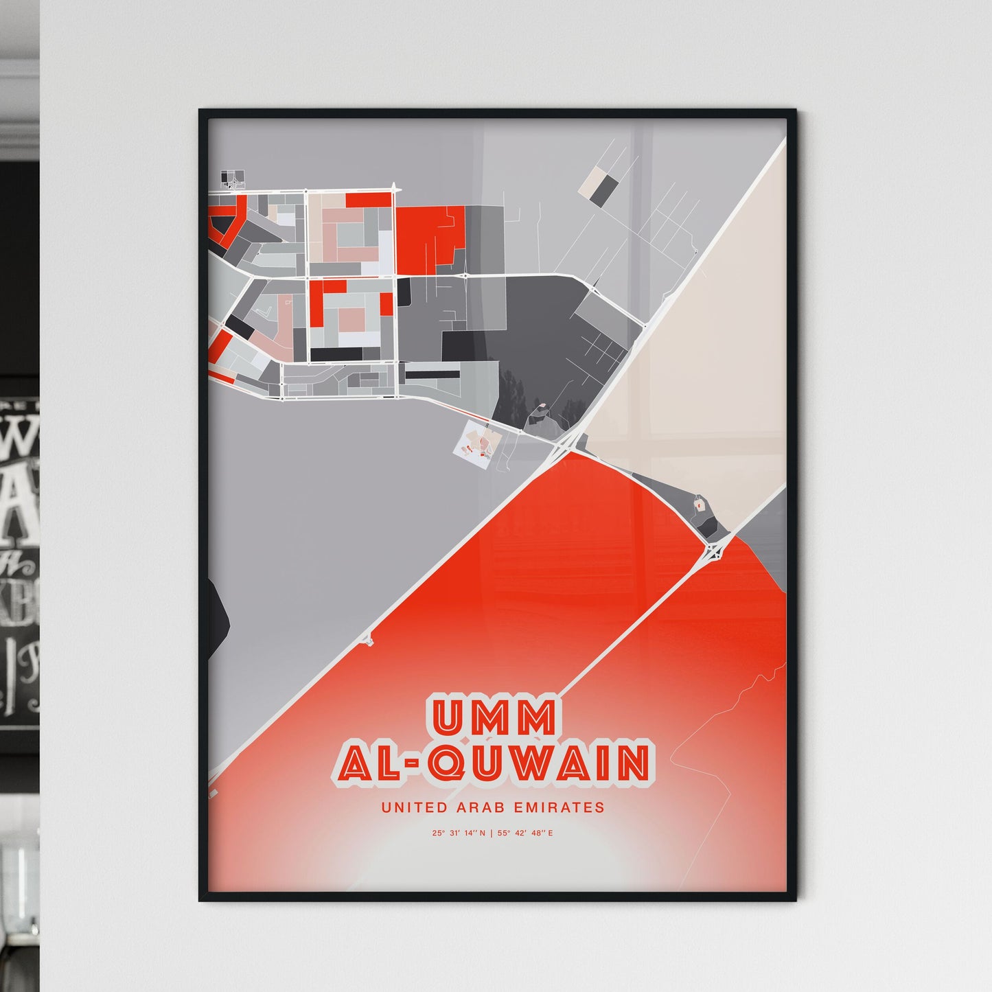 Colorful UMM AL-QUWAIN UNITED ARAB EMIRATES Fine Art Map Modern