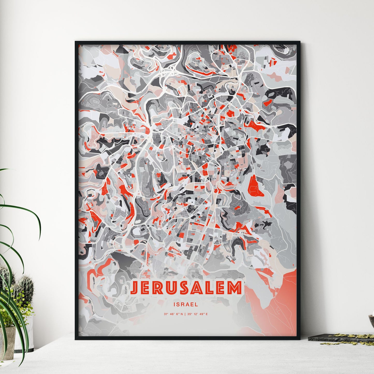 Colorful JERUSALEM ISRAEL Fine Art Map Modern