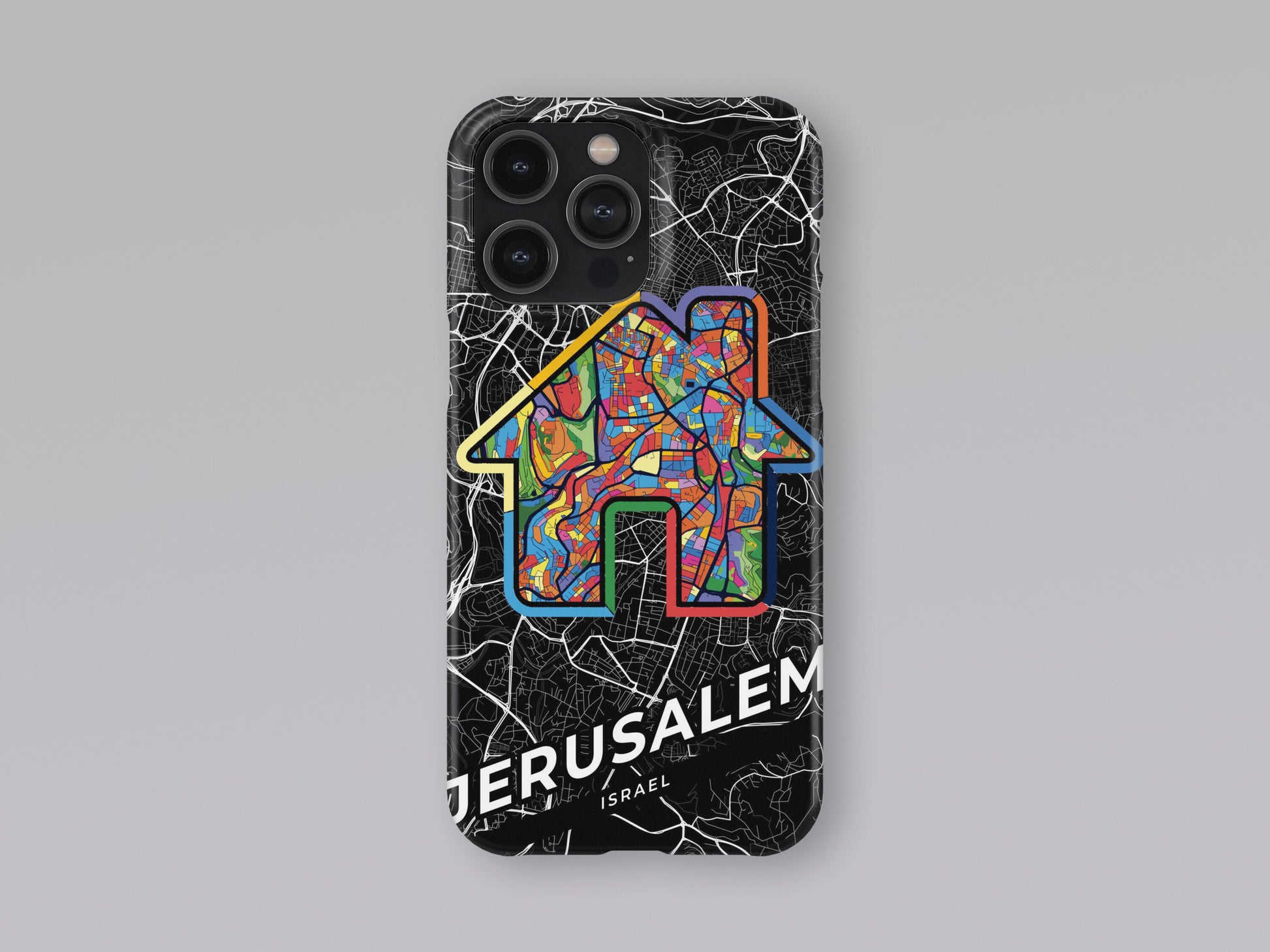 Jerusalem Israel slim phone case with colorful icon. Birthday, wedding or housewarming gift. Couple match cases. 3