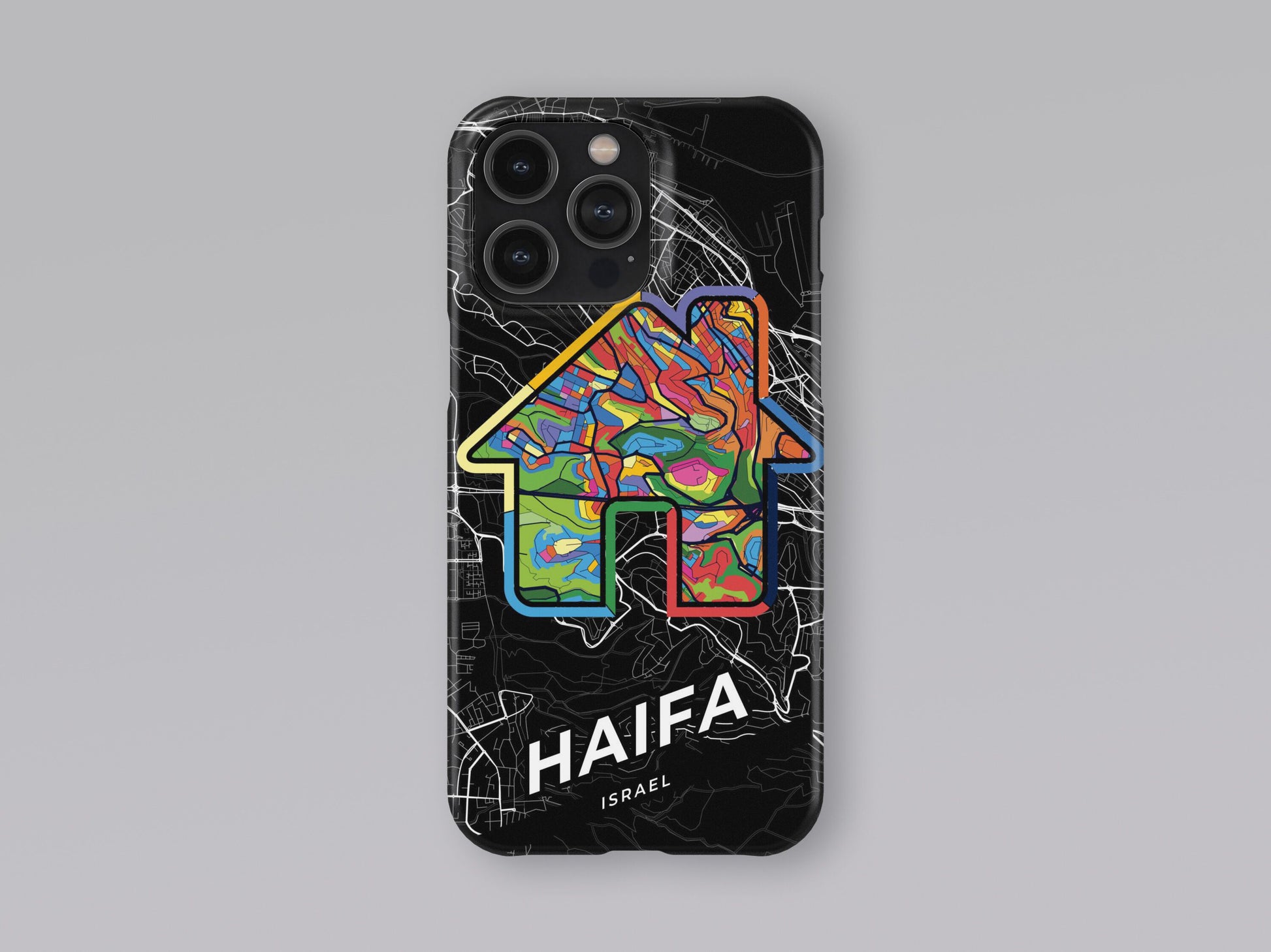 Haifa Israel slim phone case with colorful icon. Birthday, wedding or housewarming gift. Couple match cases. 3