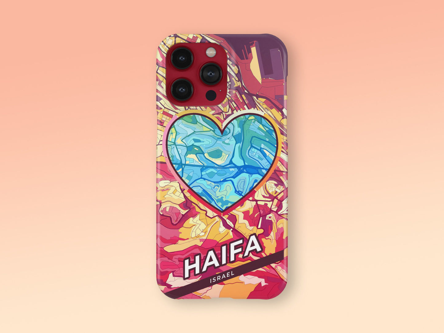 Haifa Israel slim phone case with colorful icon. Birthday, wedding or housewarming gift. Couple match cases. 2