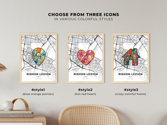 Rishon Lezion Israel maps with colorful icons