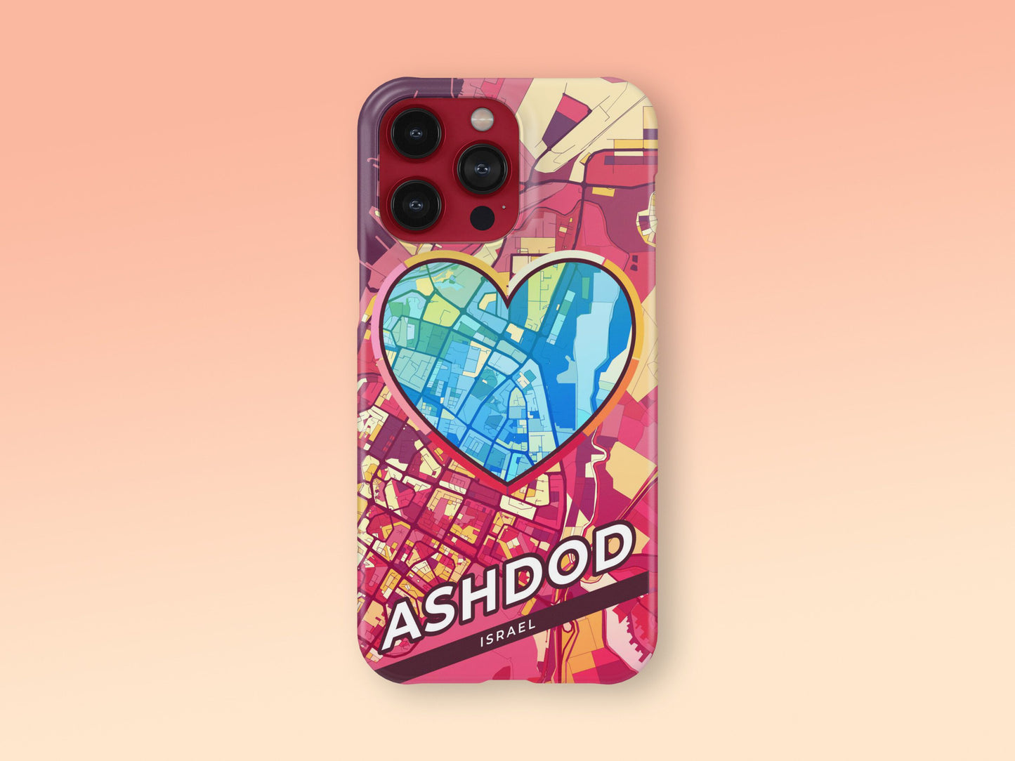 Ashdod Israel slim phone case with colorful icon. Birthday, wedding or housewarming gift. Couple match cases. 2