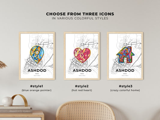 Ashdod Israel maps with colorful icons