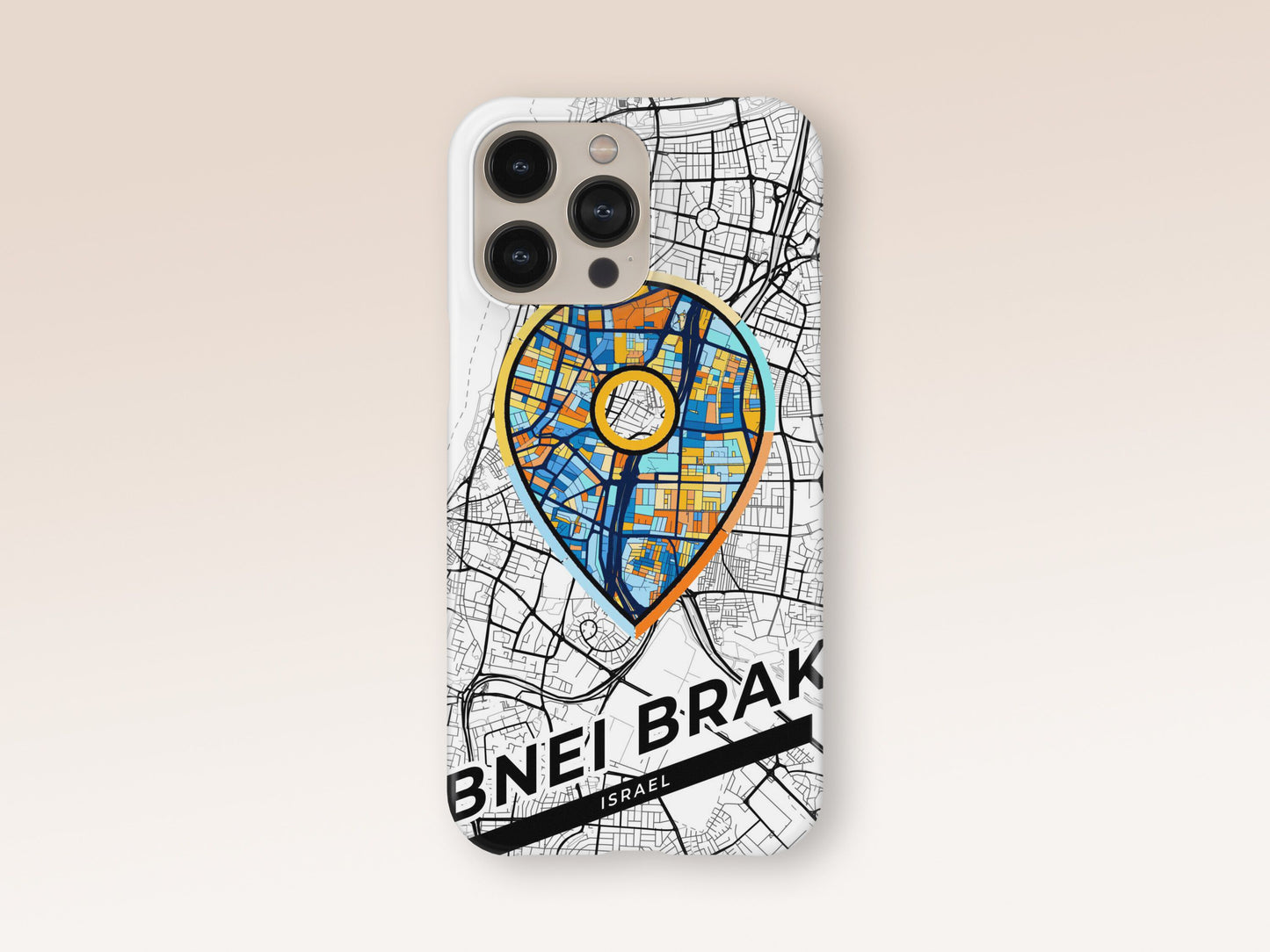 Bnei Brak Israel slim phone case with colorful icon. Birthday, wedding or housewarming gift. Couple match cases. 1