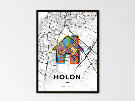Holon Israel wedding art map with home icon