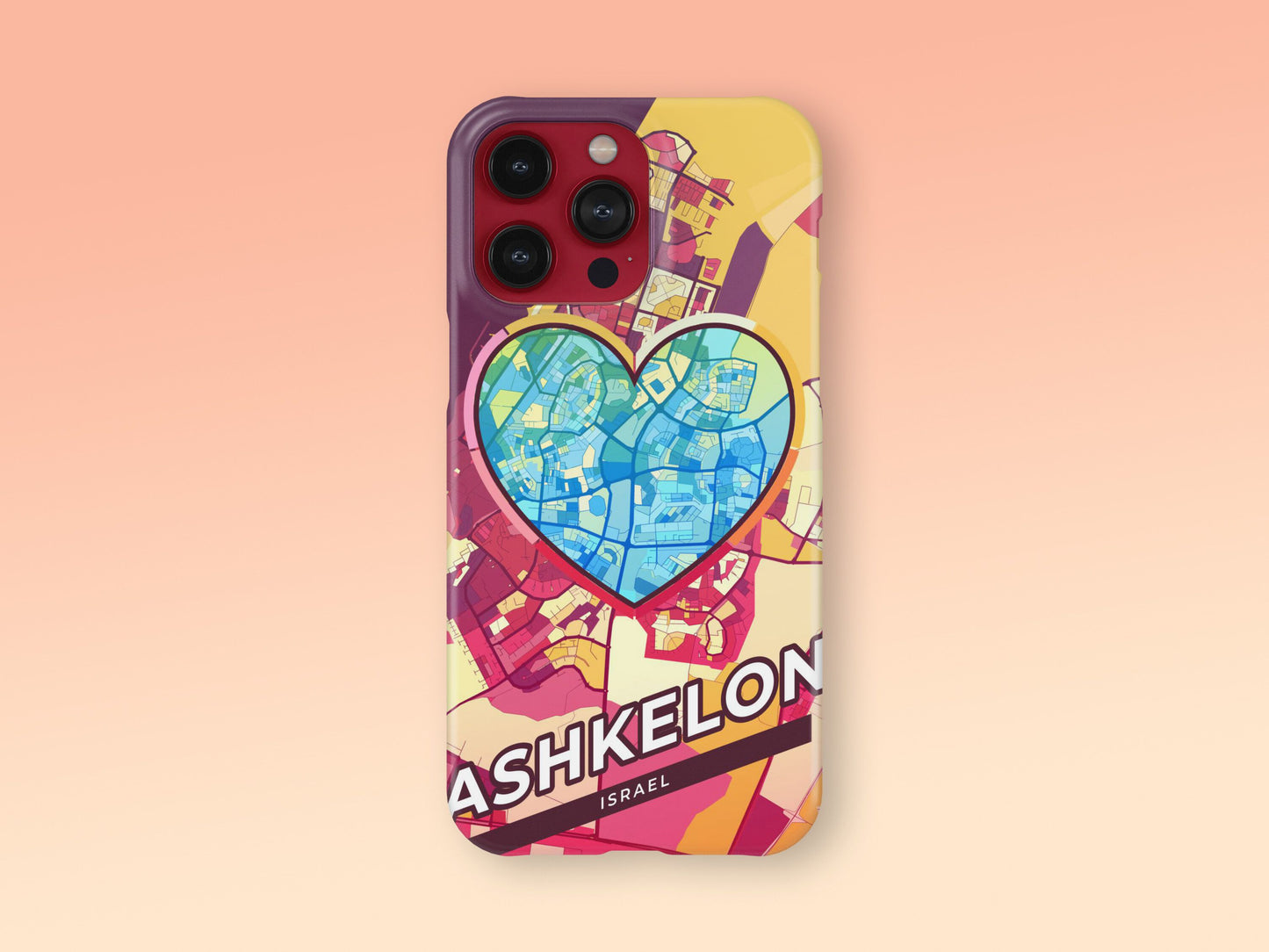 Ashkelon Israel slim phone case with colorful icon. Birthday, wedding or housewarming gift. Couple match cases. 2