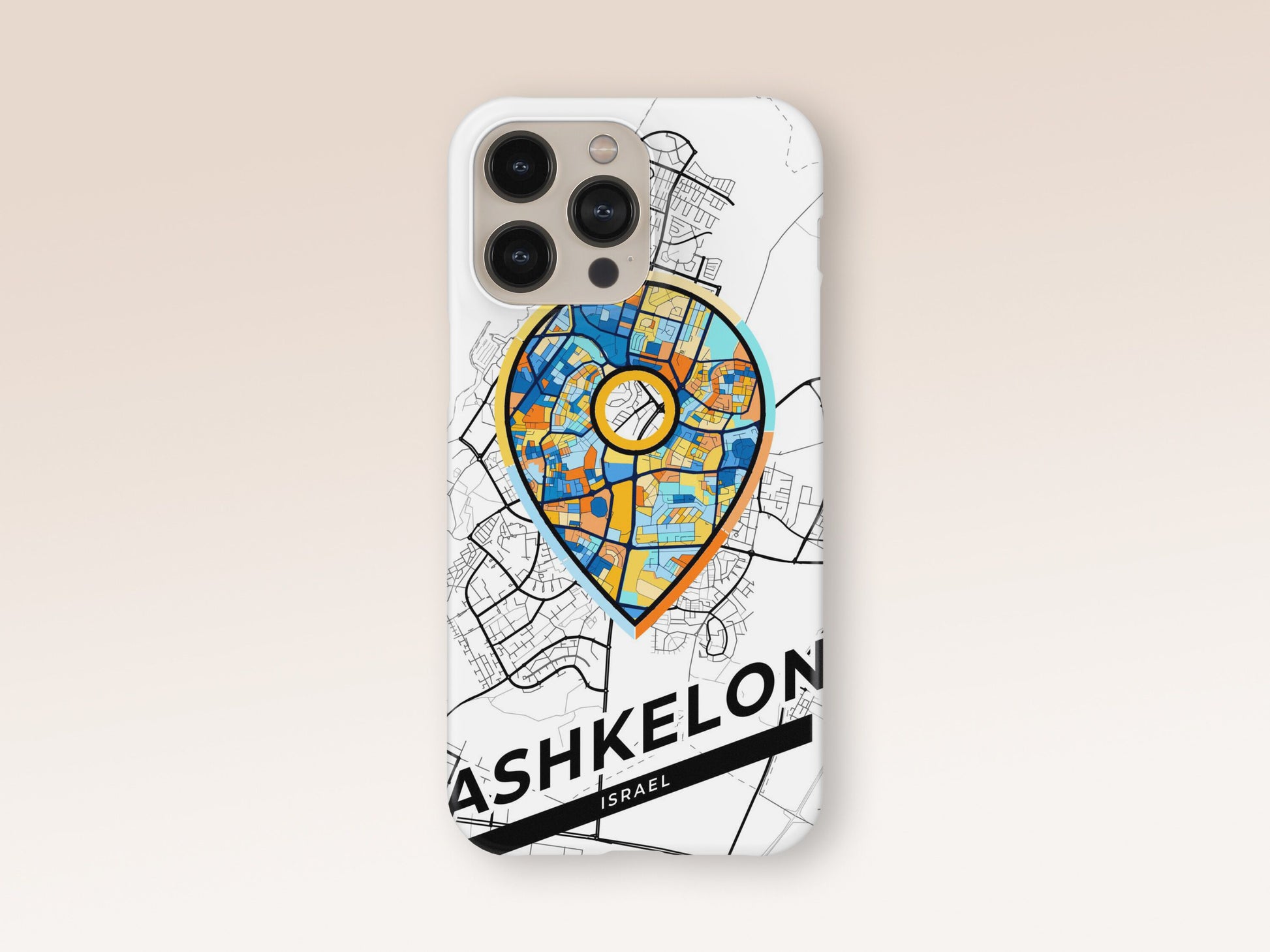 Ashkelon Israel slim phone case with colorful icon. Birthday, wedding or housewarming gift. Couple match cases. 1