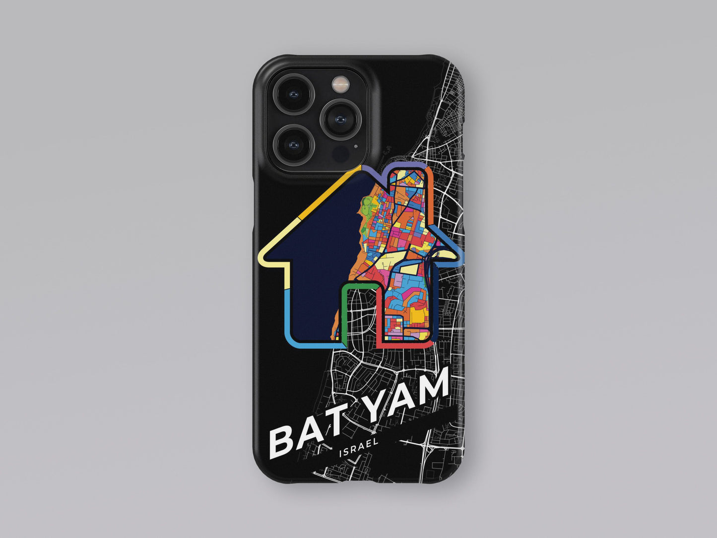 Bat Yam Israel slim phone case with colorful icon. Birthday, wedding or housewarming gift. Couple match cases. 3