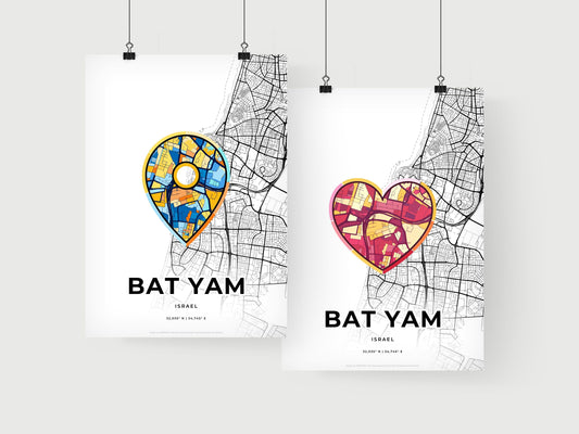 Bat Yam Israel art print for couples