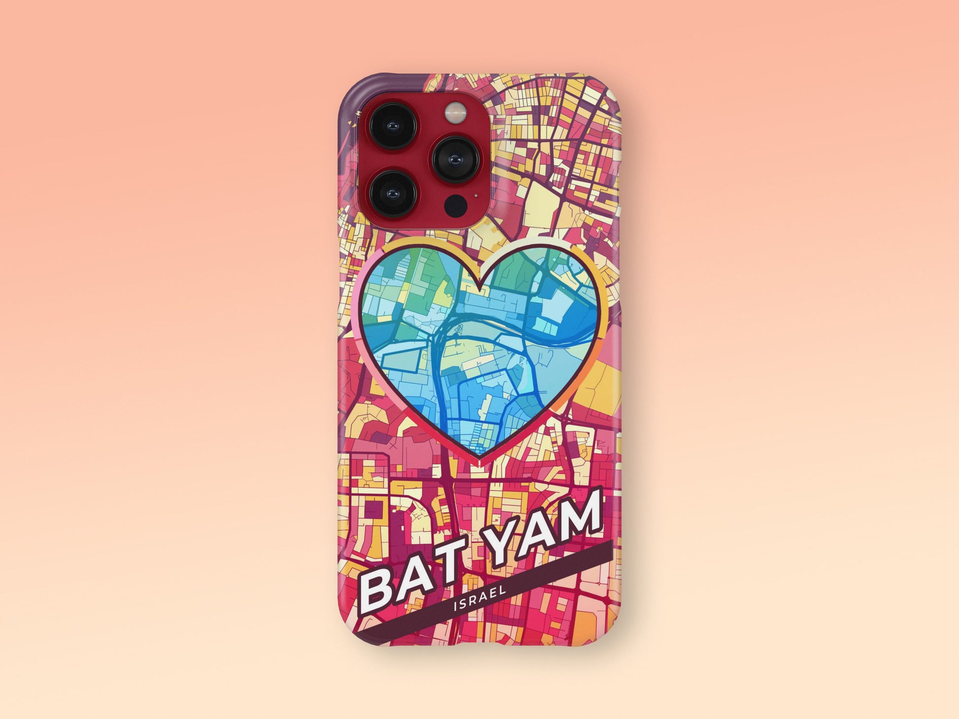 Bat Yam Israel slim phone case with colorful icon. Birthday, wedding or housewarming gift. Couple match cases. 2