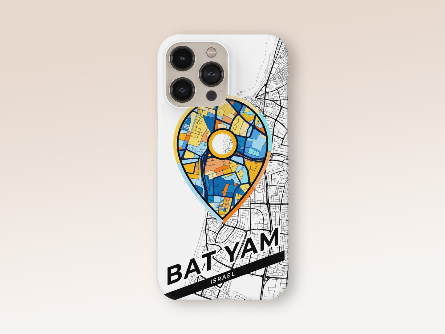 Bat Yam Israel slim phone case with colorful icon. Birthday, wedding or housewarming gift. Couple match cases. 1