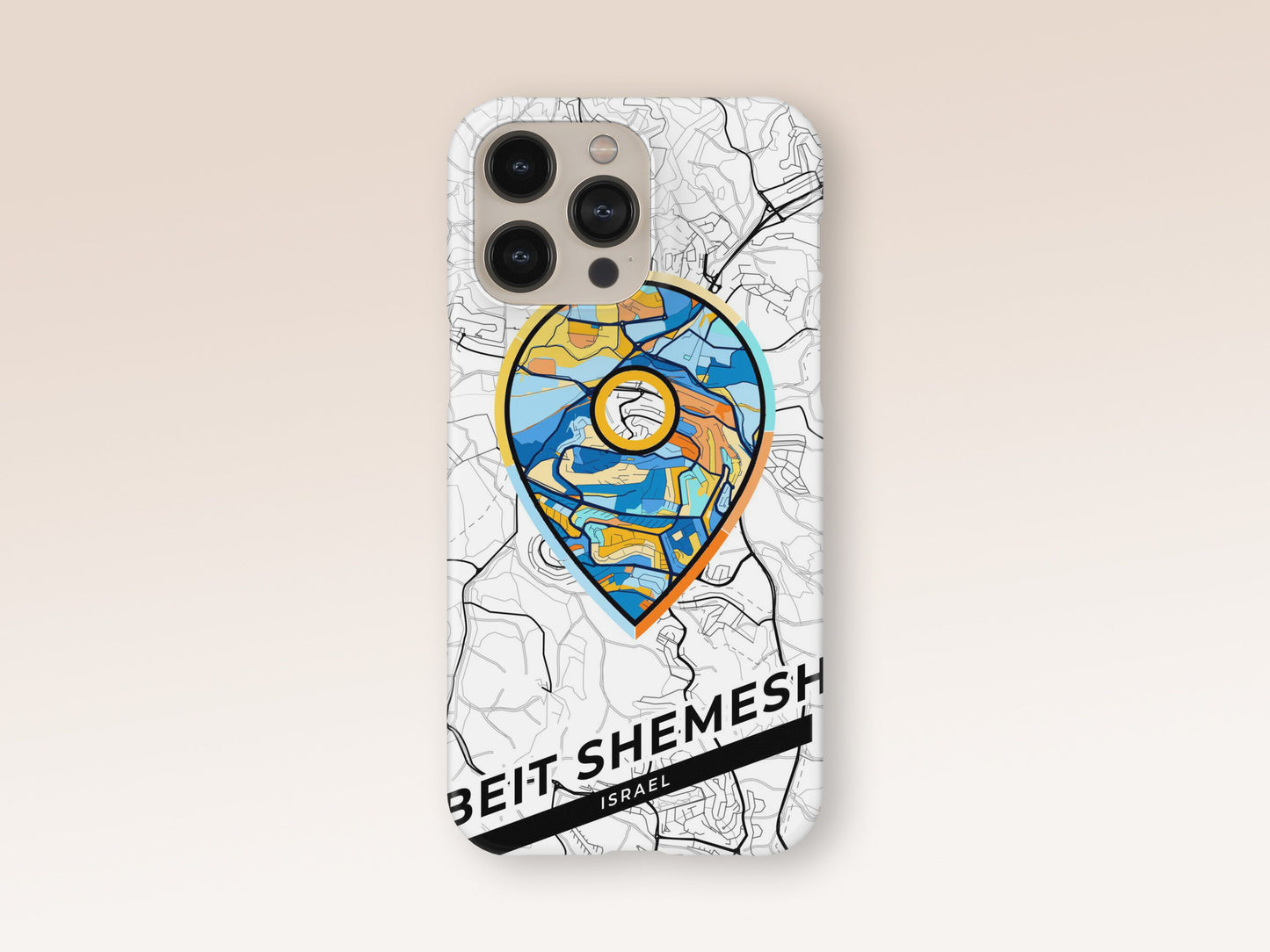Beit Shemesh Israel slim phone case with colorful icon. Birthday, wedding or housewarming gift. Couple match cases. 1