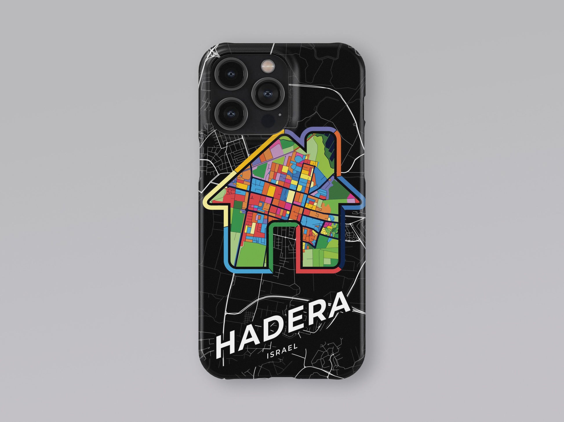 Hadera Israel slim phone case with colorful icon. Birthday, wedding or housewarming gift. Couple match cases. 3