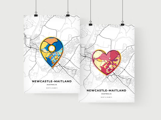 Newcastle–Maitland Australia art print for couples