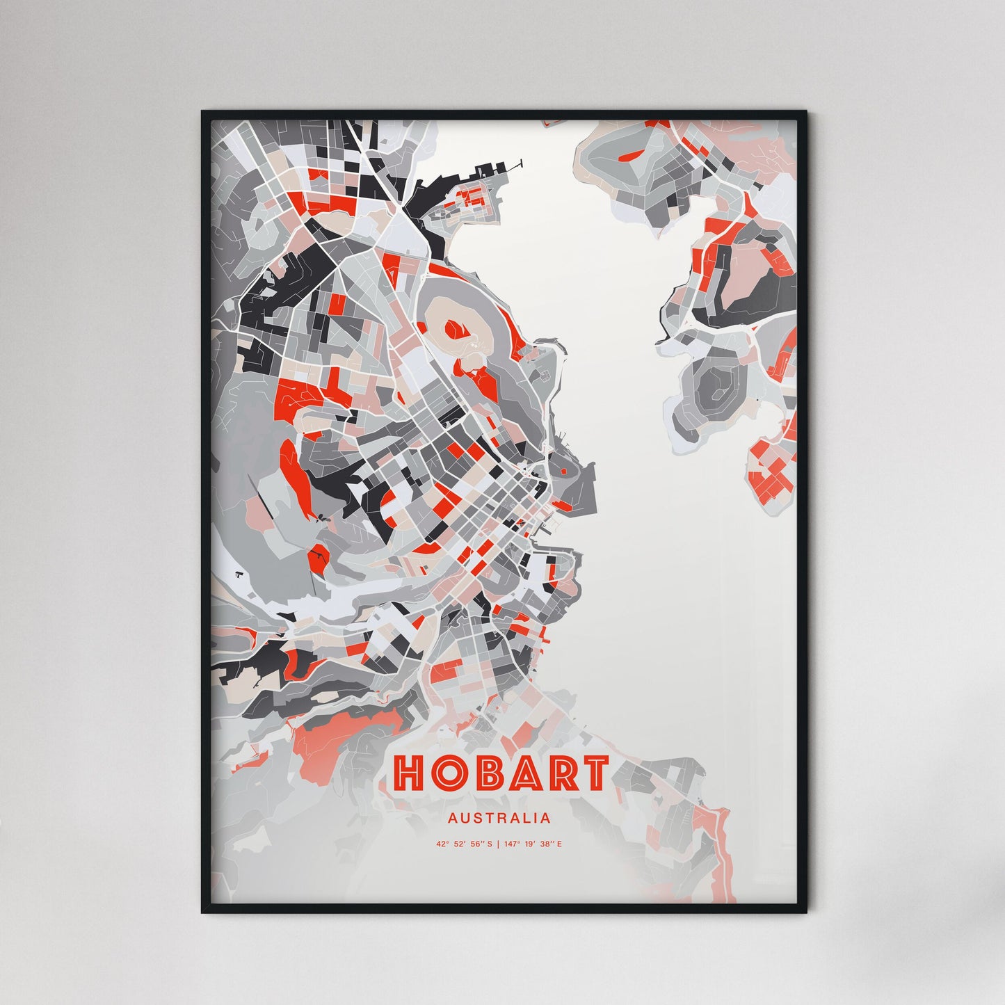 Colorful HOBART AUSTRALIA Fine Art Map Modern