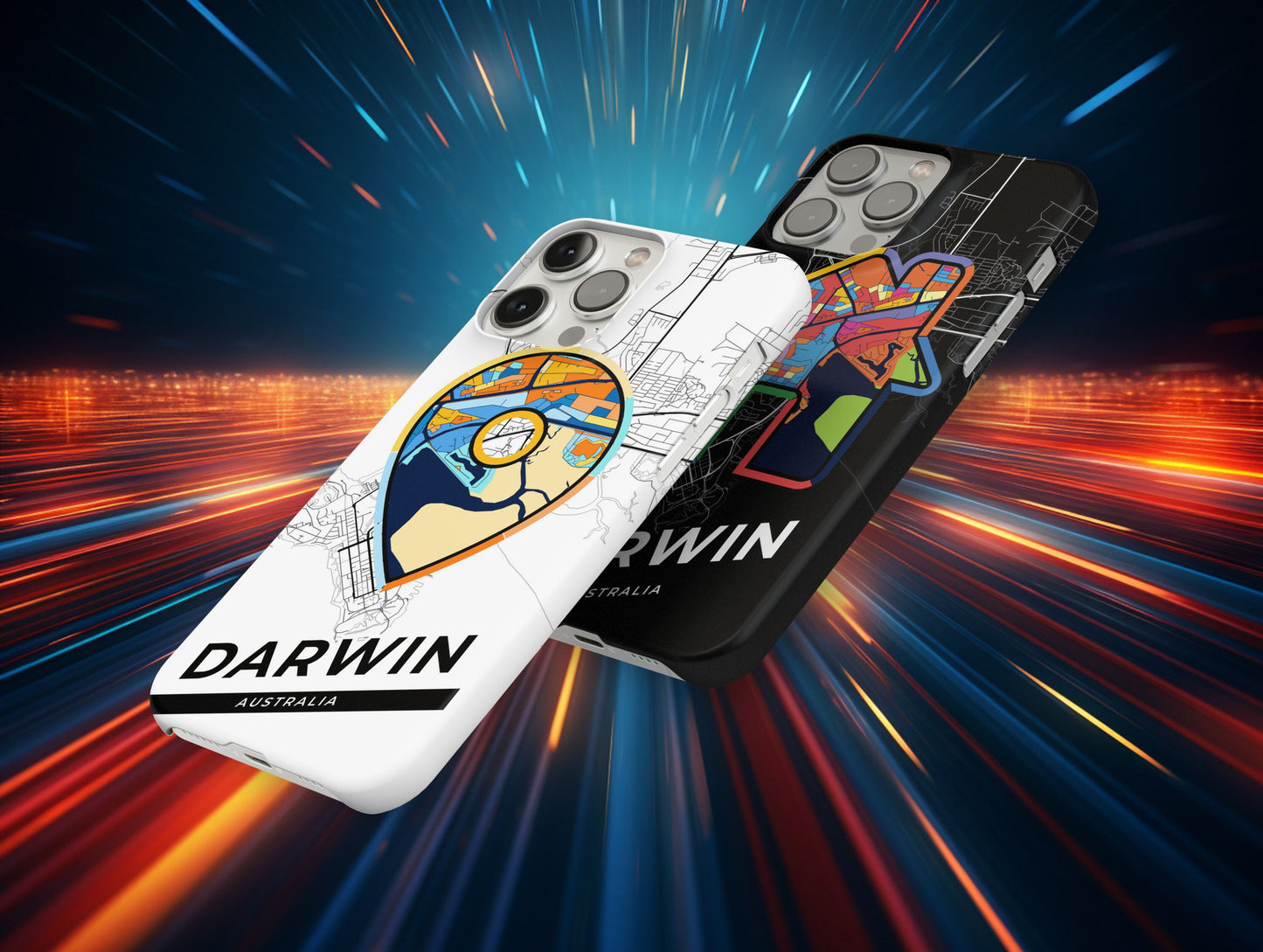 Darwin Australia slim phone case with colorful icon. Birthday, wedding or housewarming gift. Couple match cases.