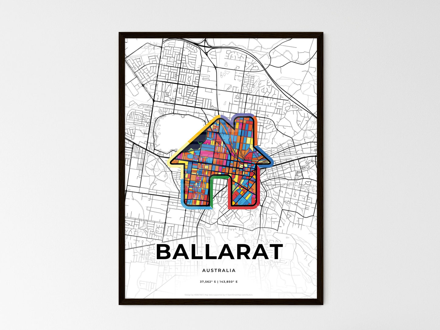 Ballarat Australia wedding art map with home icon