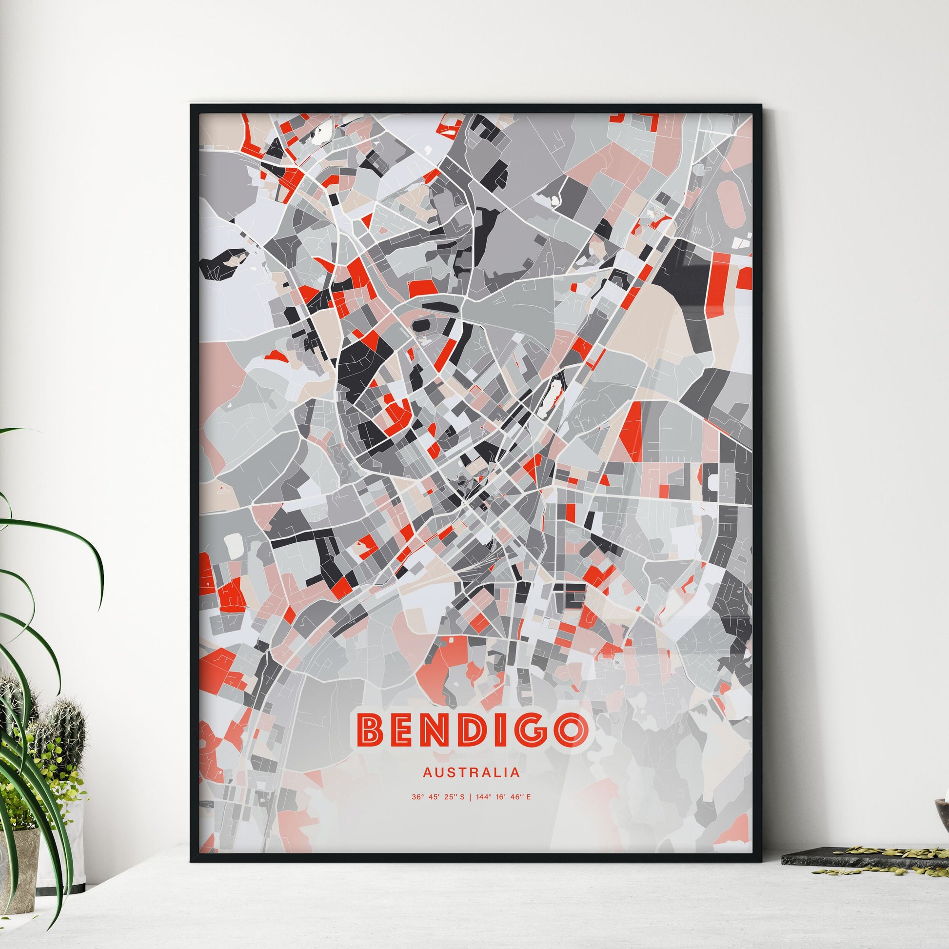 Colorful BENDIGO AUSTRALIA Fine Art Map Modern