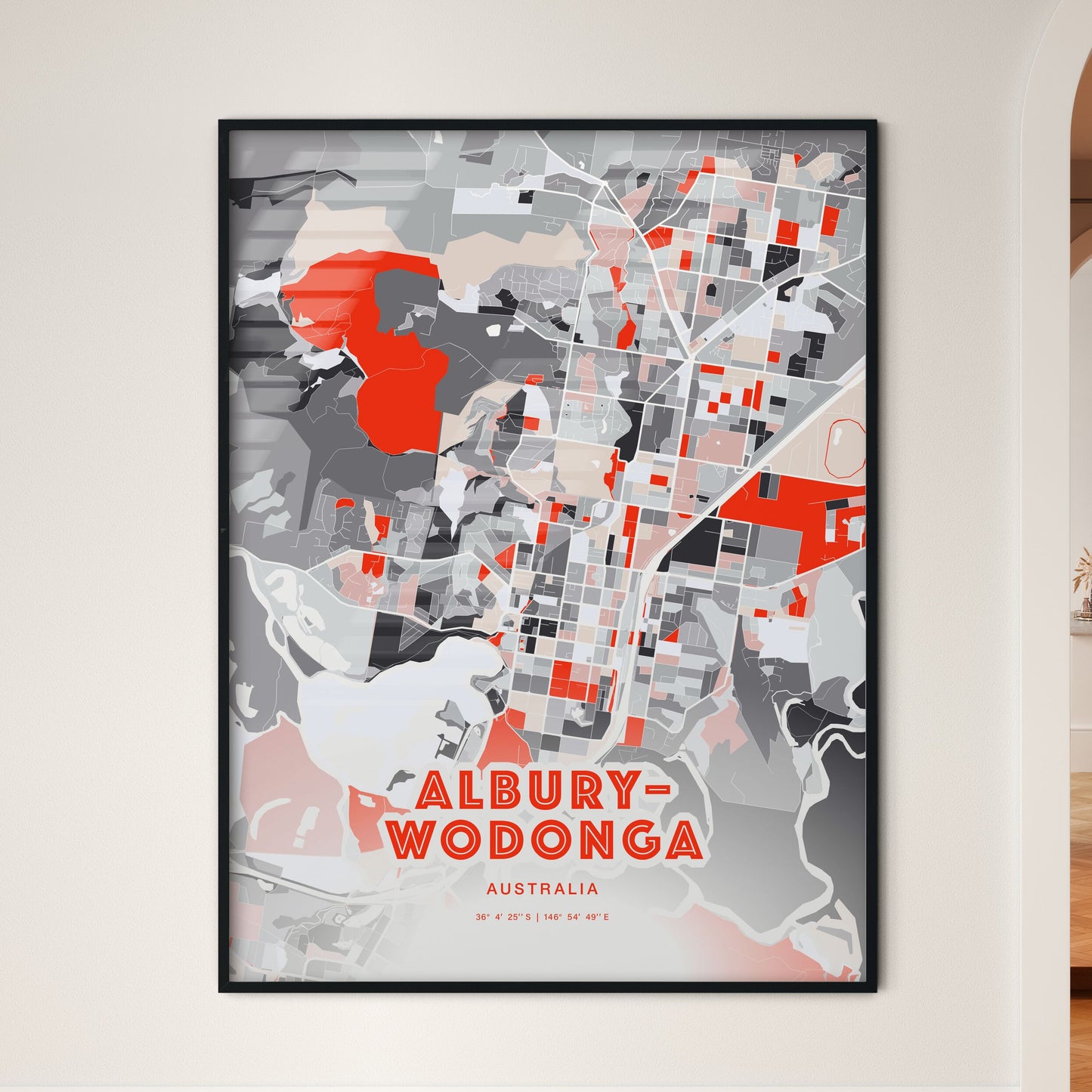 Colorful ALBURY–WODONGA AUSTRALIA Fine Art Map Modern