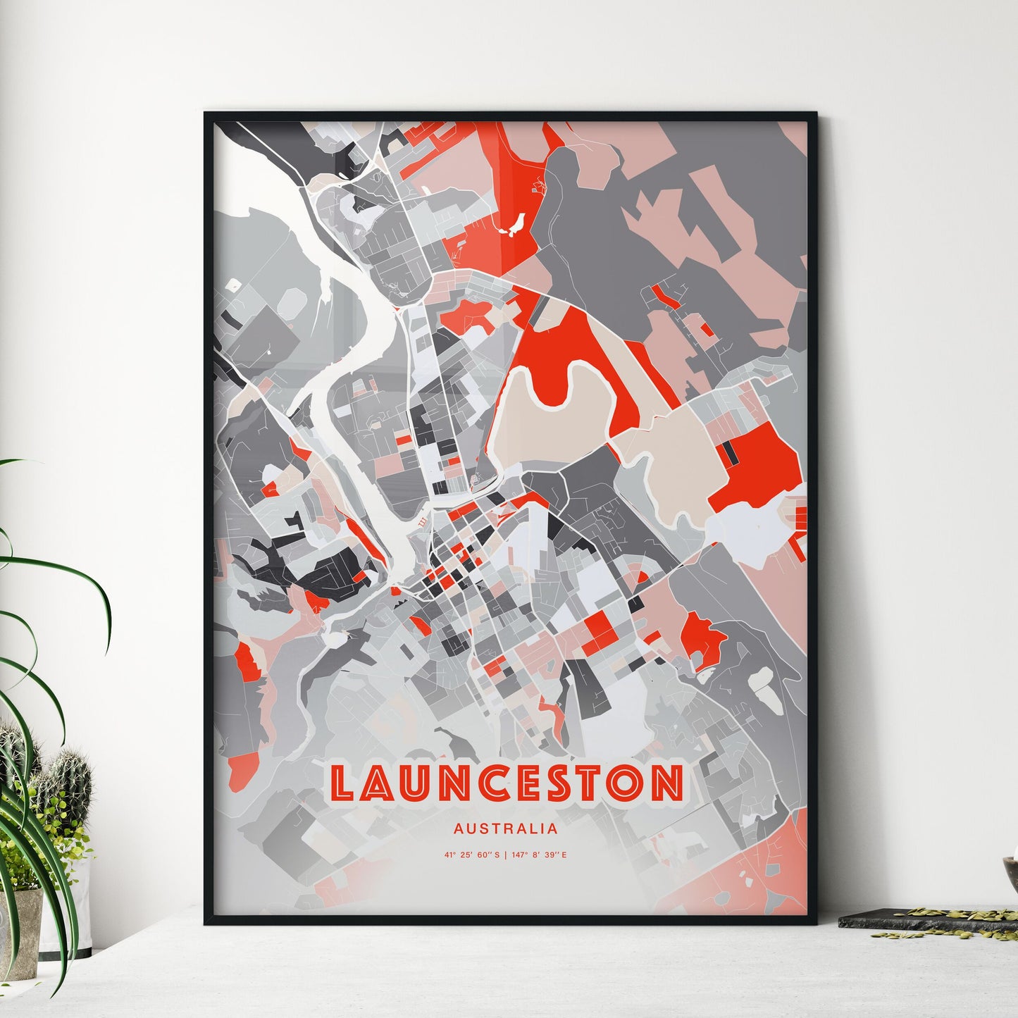 Colorful LAUNCESTON AUSTRALIA Fine Art Map Modern