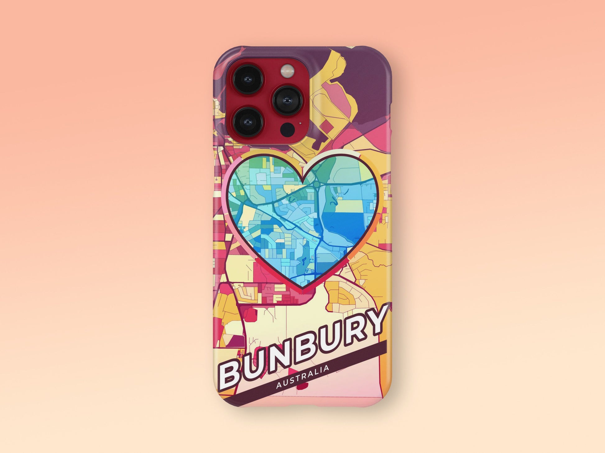 Bunbury Australia slim phone case with colorful icon. Birthday, wedding or housewarming gift. Couple match cases. 2