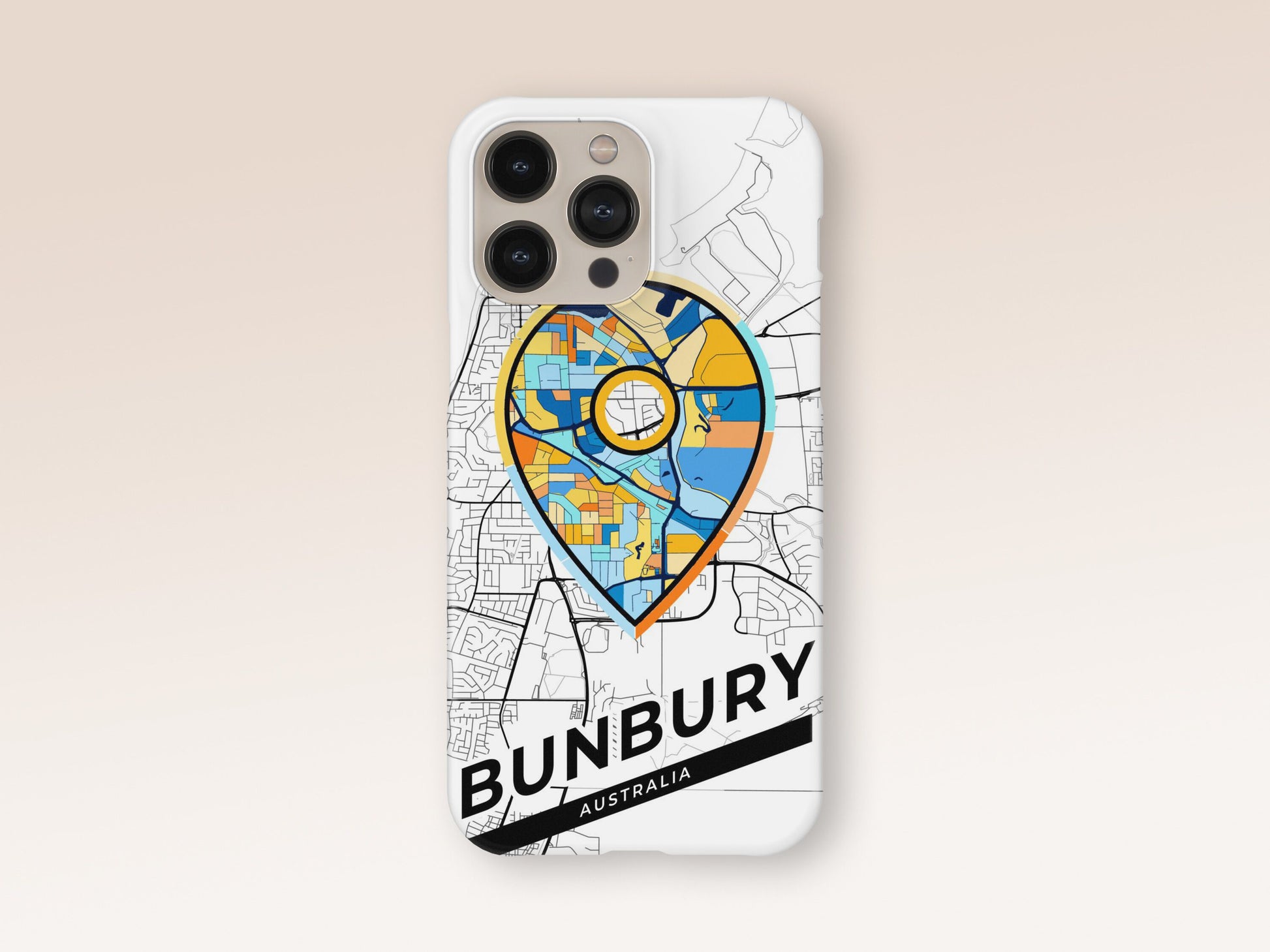 Bunbury Australia slim phone case with colorful icon. Birthday, wedding or housewarming gift. Couple match cases. 1