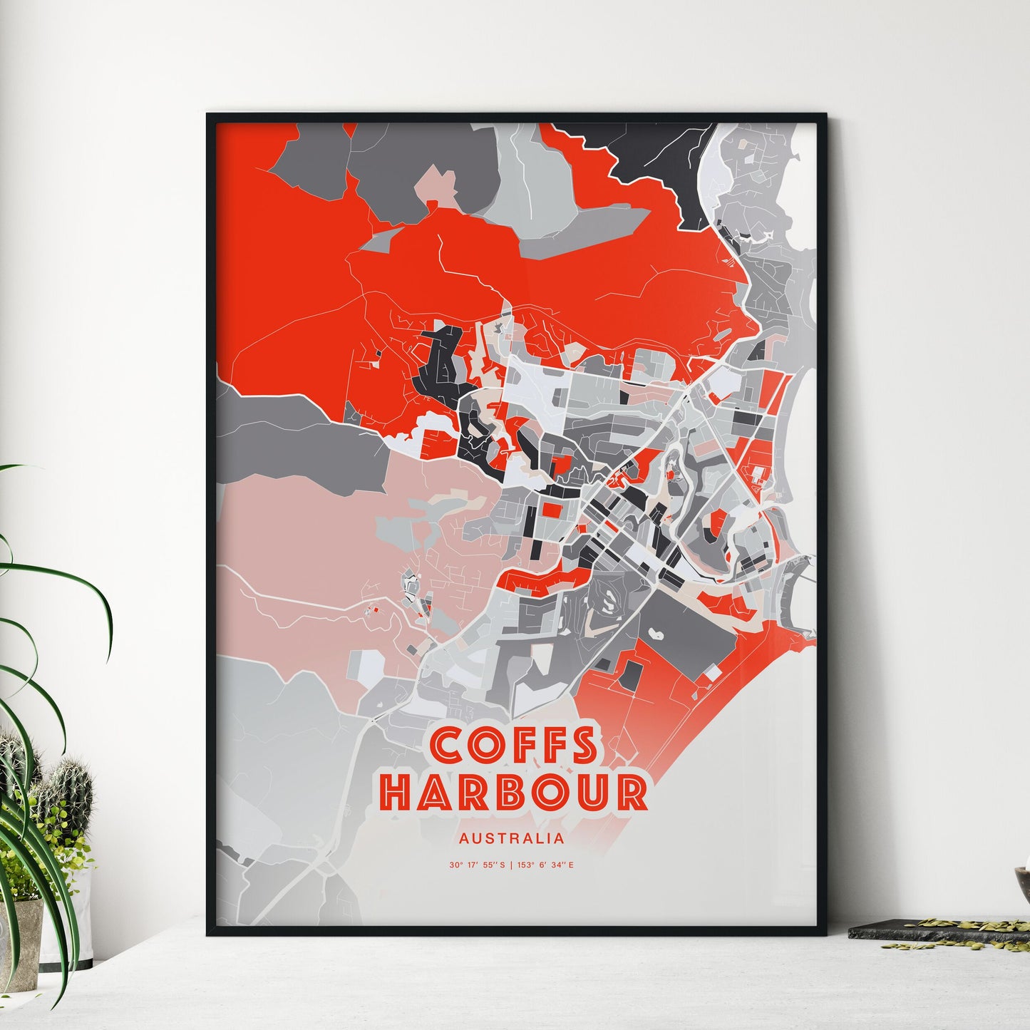 Colorful COFFS HARBOUR AUSTRALIA Fine Art Map Modern