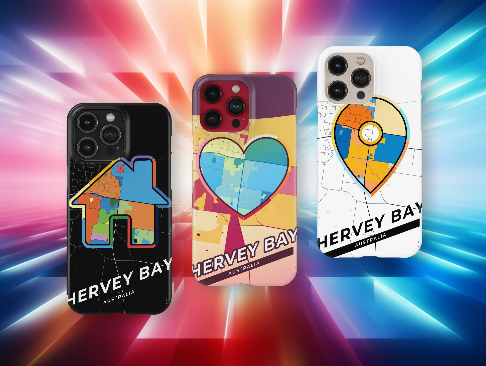 Hervey Bay Australia slim phone case with colorful icon. Birthday, wedding or housewarming gift. Couple match cases.