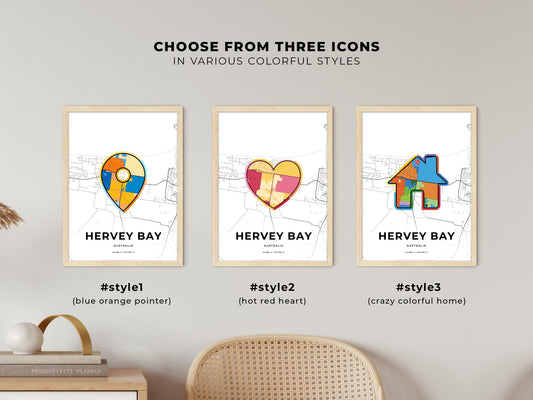 Hervey Bay Australia maps with colorful icons