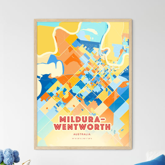 Colorful MILDURA–WENTWORTH AUSTRALIA Fine Art Map Blue Orange