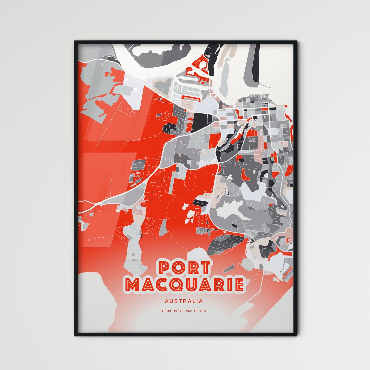 Colorful PORT MACQUARIE AUSTRALIA Fine Art Map Modern